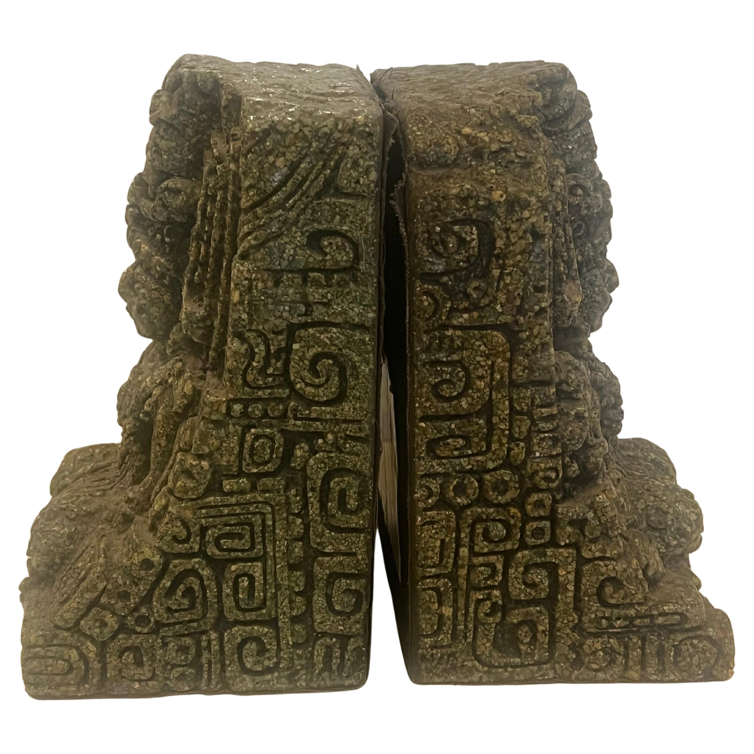 Bohemian Pair of Mayan Bookends 1970's Mexico For Sale