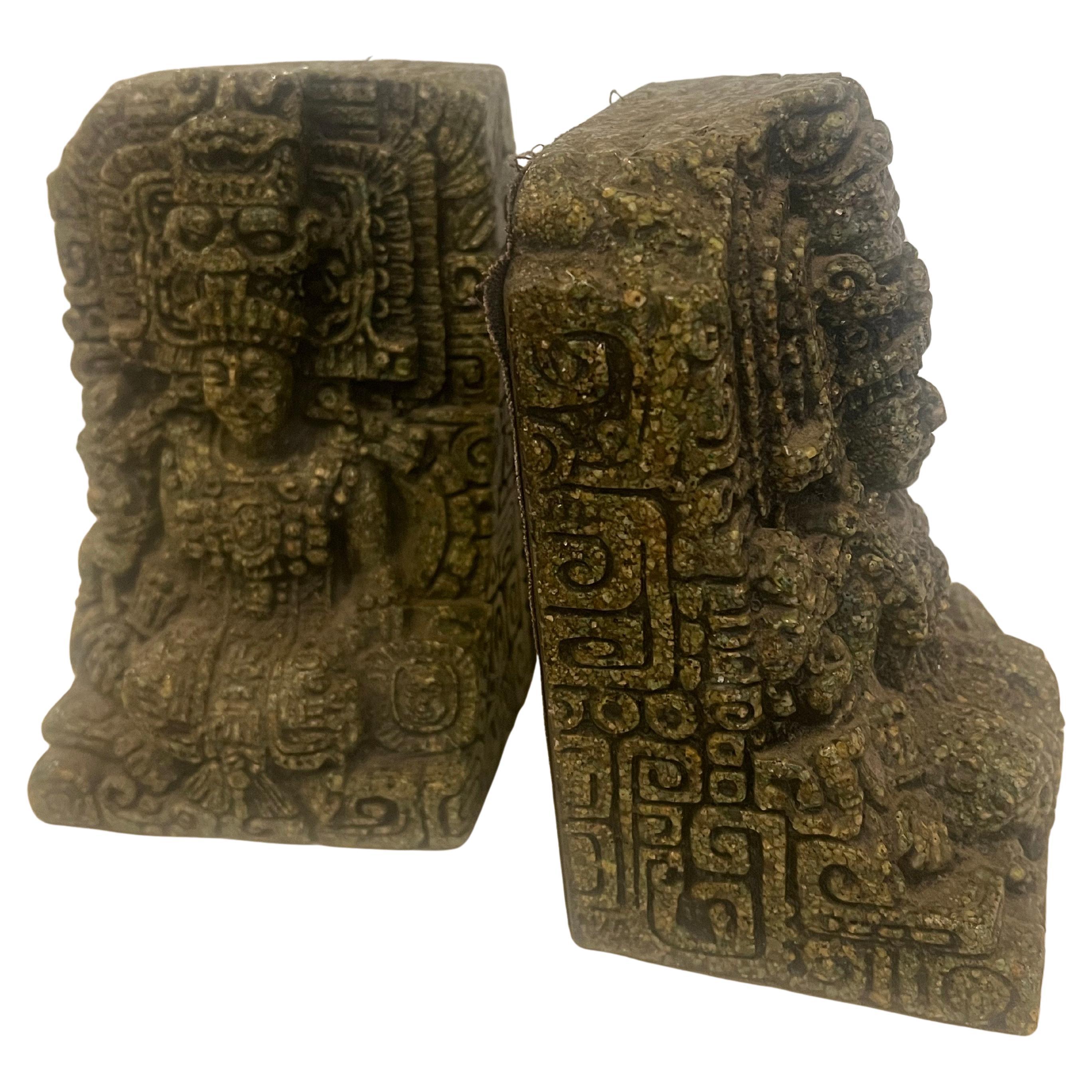 Mexican Pair of Mayan Bookends 1970's Mexico For Sale