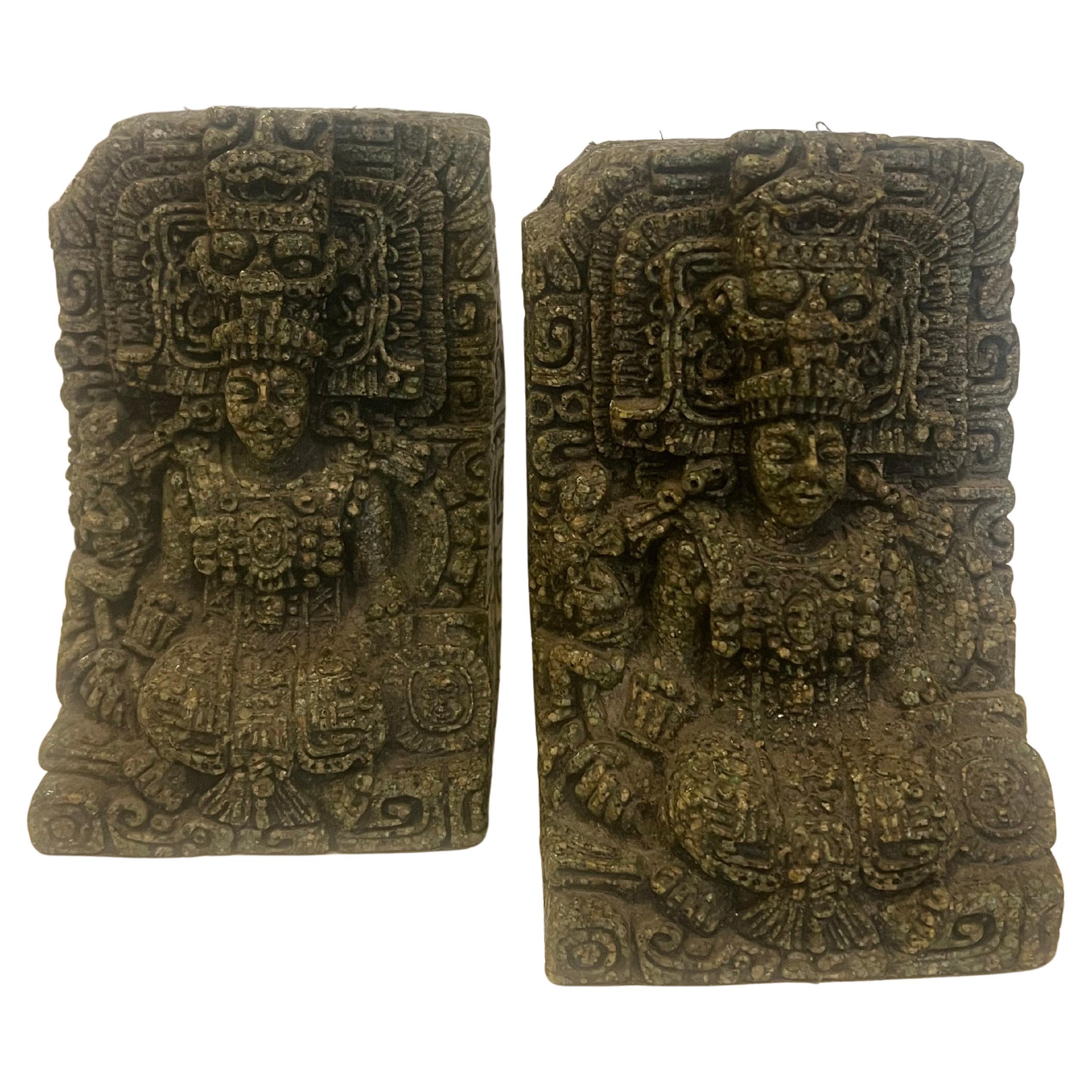 Pair of Mayan Bookends 1970's Mexico In Excellent Condition For Sale In San Diego, CA