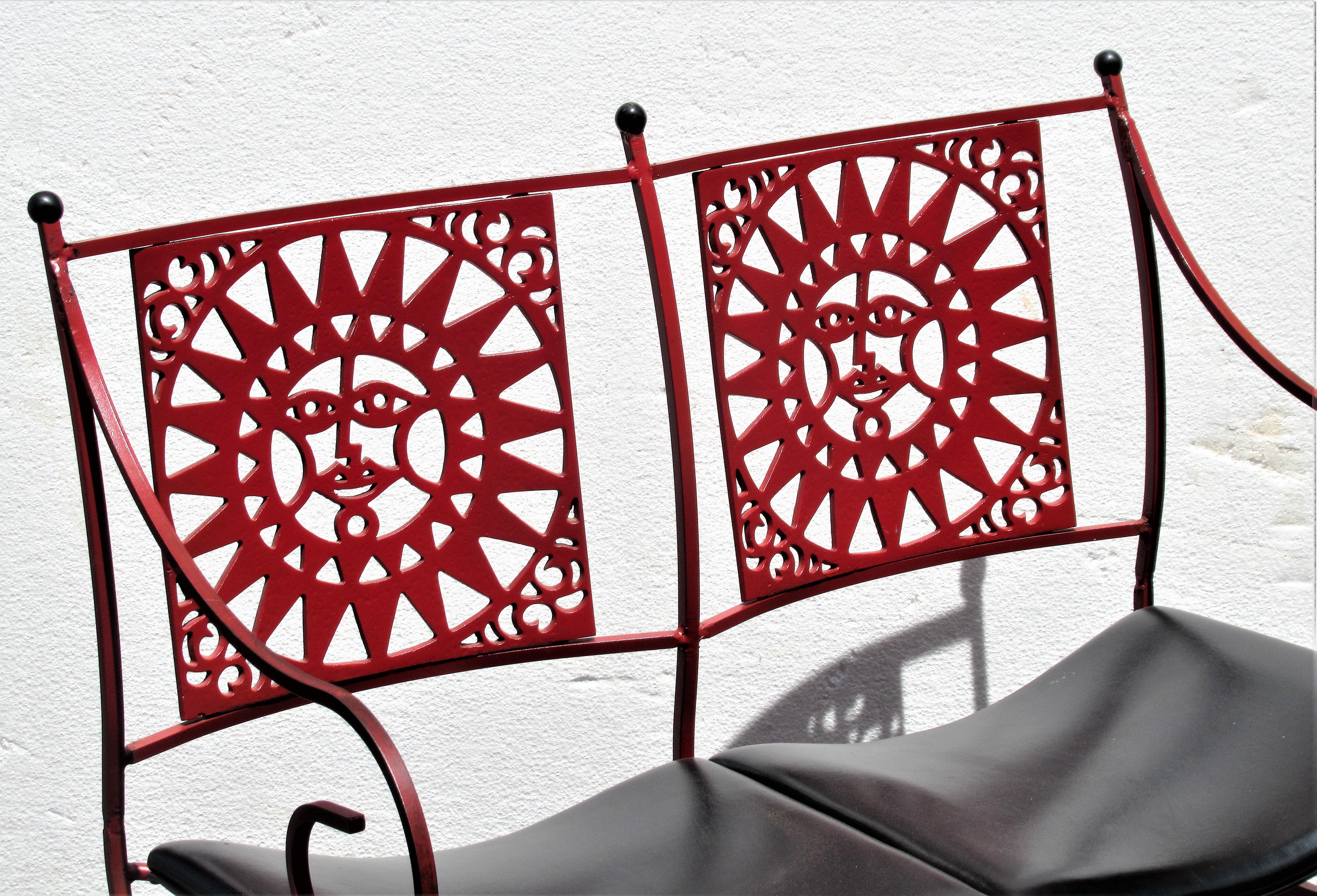  Mayan Sun Two Seat Iron Bench Settees by Arthur Umanoff 8