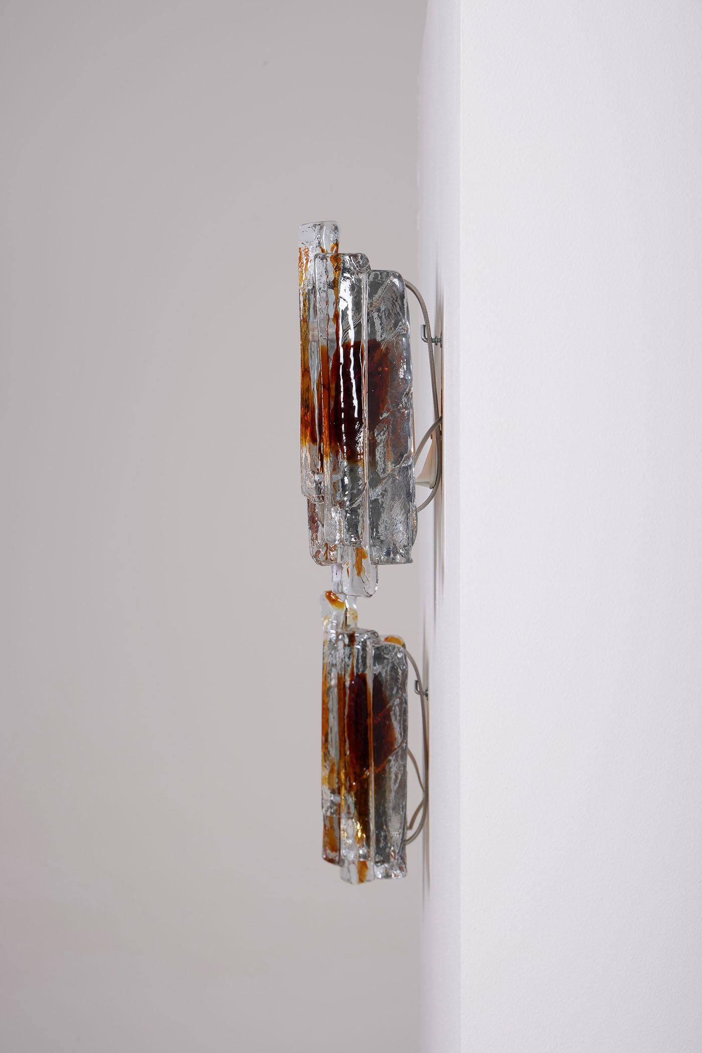 Pair of Mazzega glass wall sconces For Sale 1
