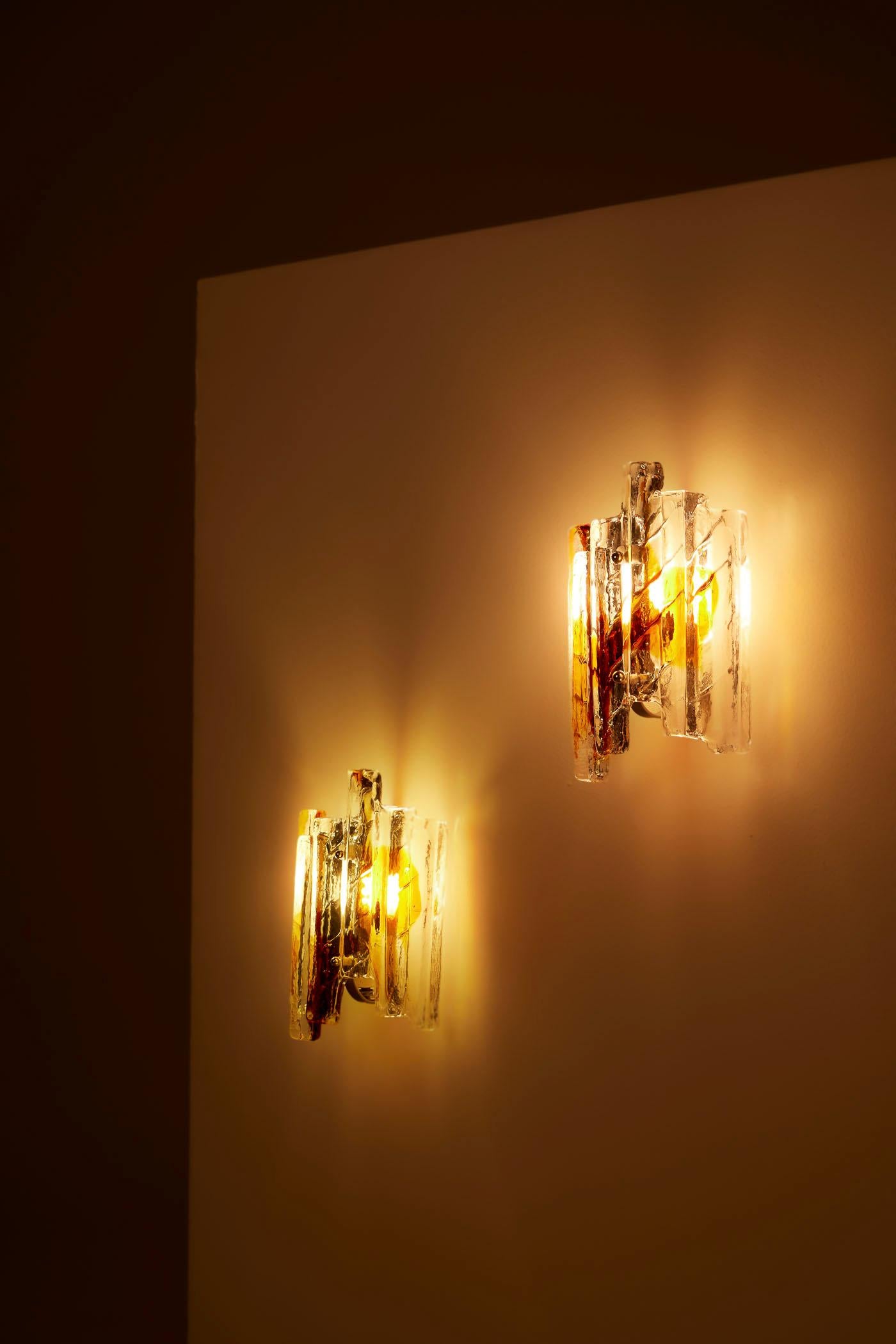 Pair of Mazzega glass wall sconces For Sale 2