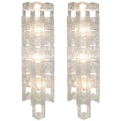 Pair of Mazzega Large Glass Sconces