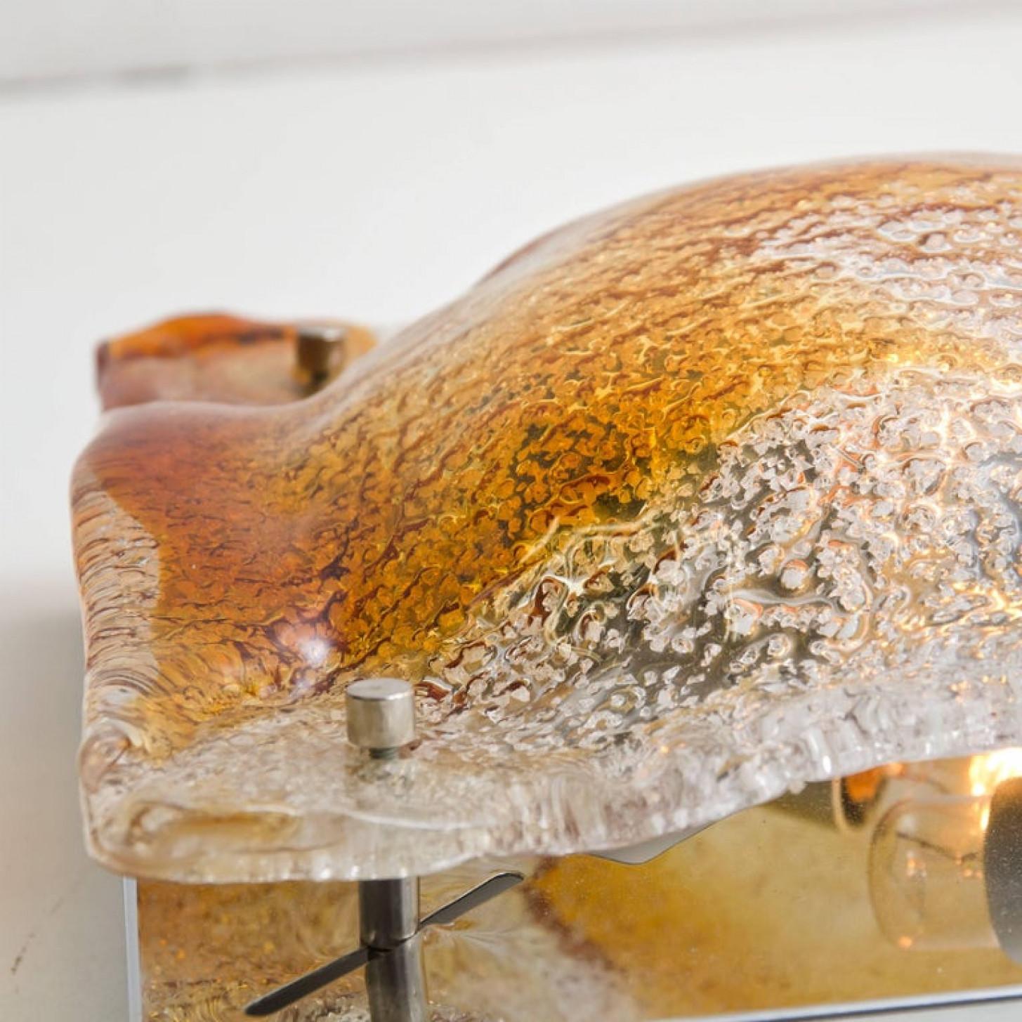 Mid-Century Modern Pair of Mazzega Murano Glass Abstract Wall Sconces, Italy, 1970 For Sale