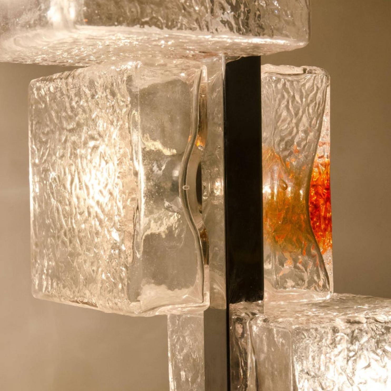Art Glass Pair of Mazzega Murano Glass Abstract Wall Sconces, Italy, 1970 For Sale