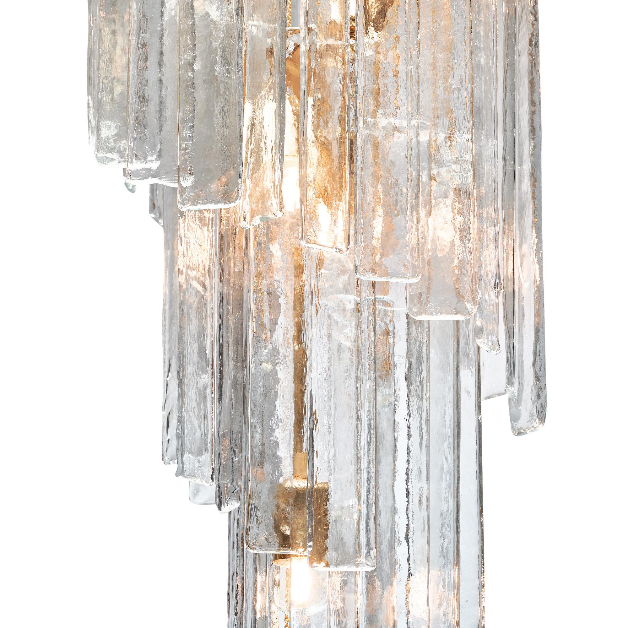 Ottone Coppia di lampadari in vetro di Murano nello stile di Mazzega Murano in vendita