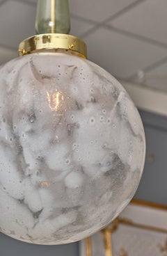 Pair of Mazzega Murano Glass Globe Pendants