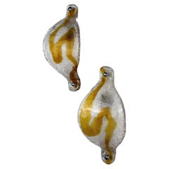 Pair of Mazzega Murano Wall Lights, Orange Frosted curved Glass, Italy, 1970s