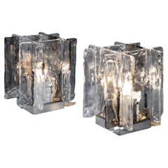 Set of Two Murano Glass Night-Stand Lamps by Mazzega, Italy, 1970s
