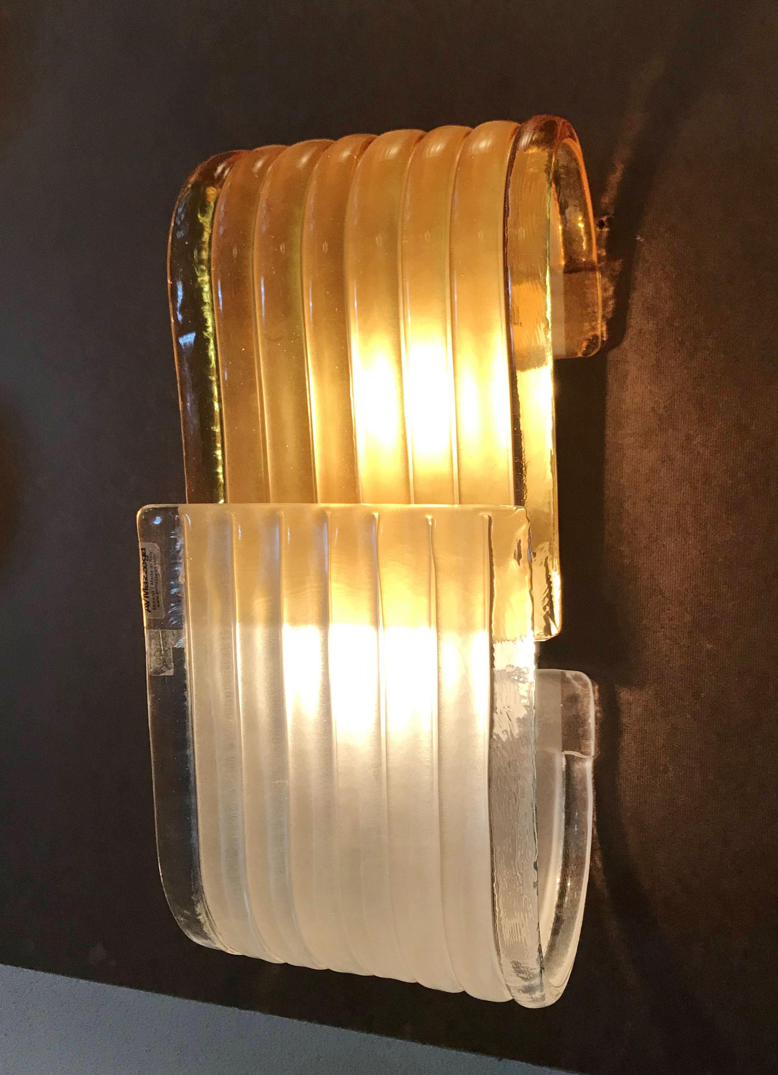 Painted Pair of Mazzega Sconces