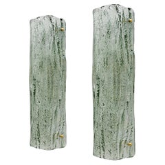 Pair of Mazzega-Style Aquamarine Murano Glass Sconces