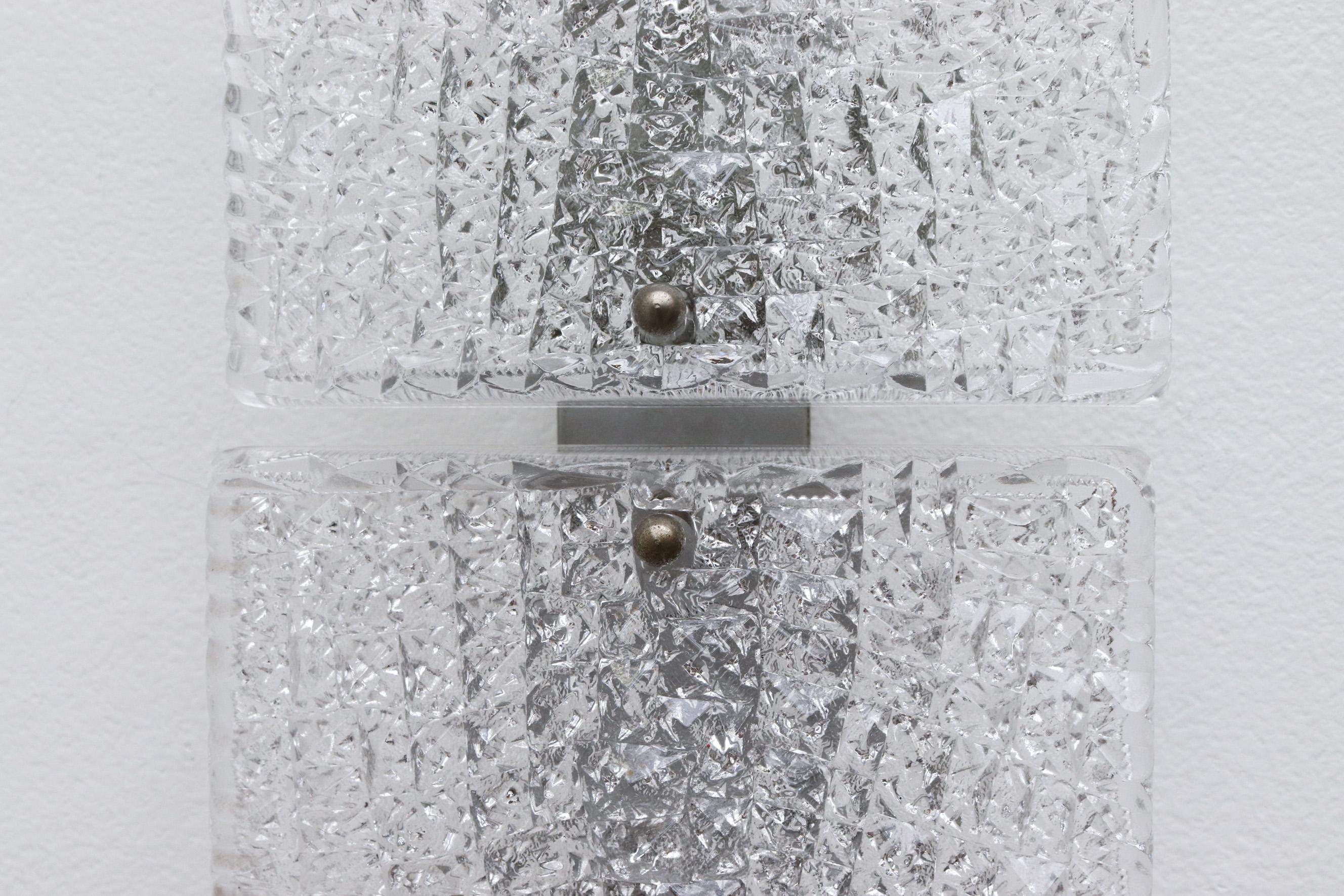 Glass Pair of Mazzega Style Linear Wall Sconces
