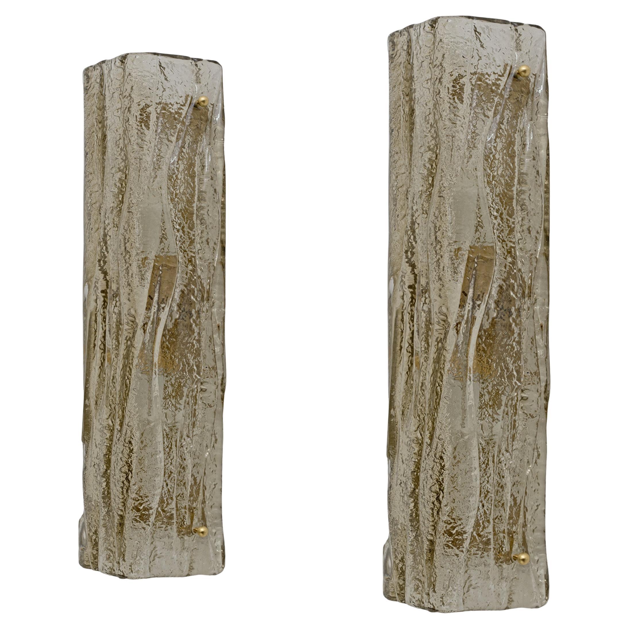 Pair of Mazzega-Style Smoke Murano Glass Sconces