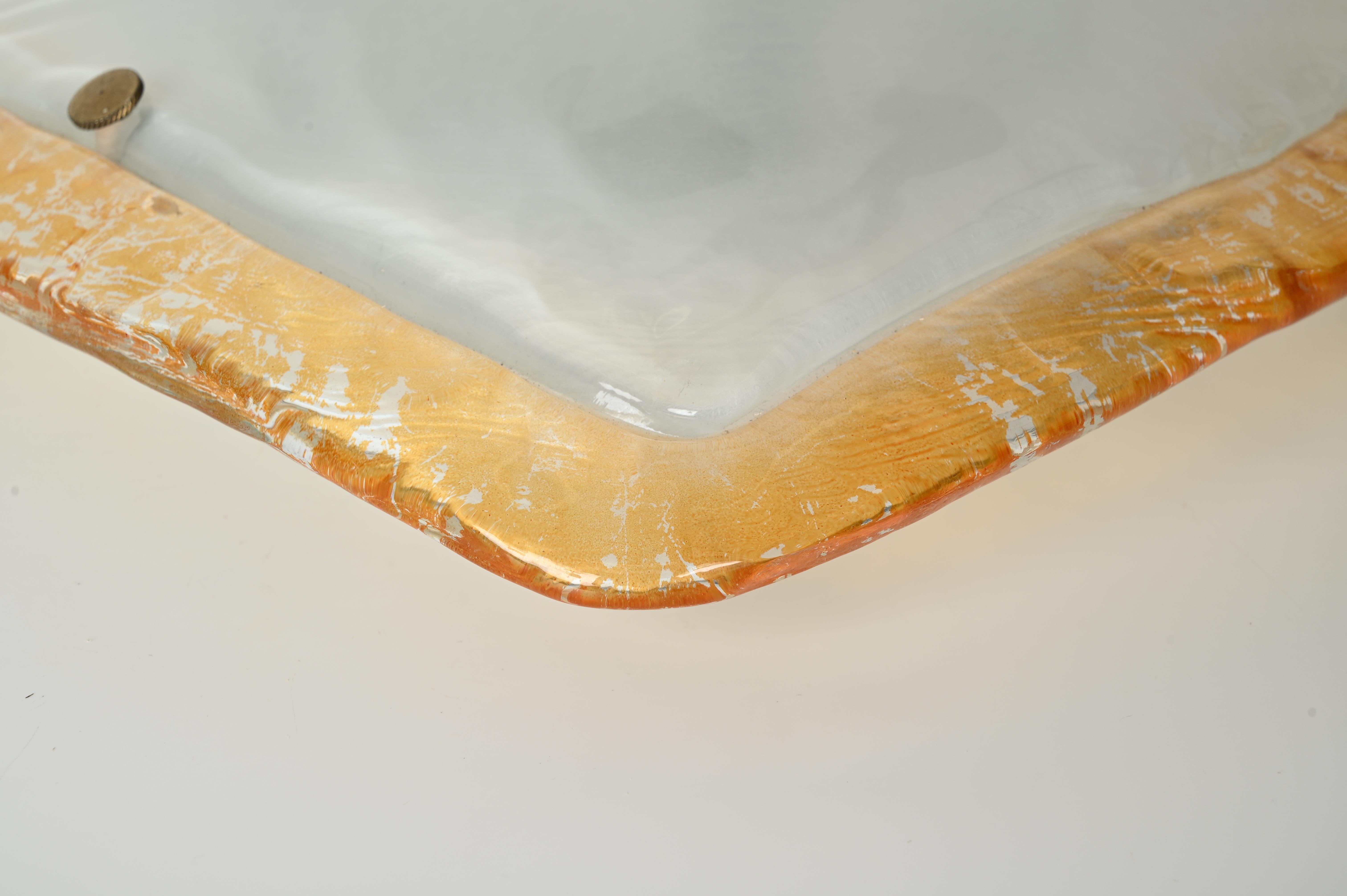 Blown Glass Pair of Mazzega Wall or Ceiling Lamps in Murano Glass, Italian Lighting, 1970s For Sale