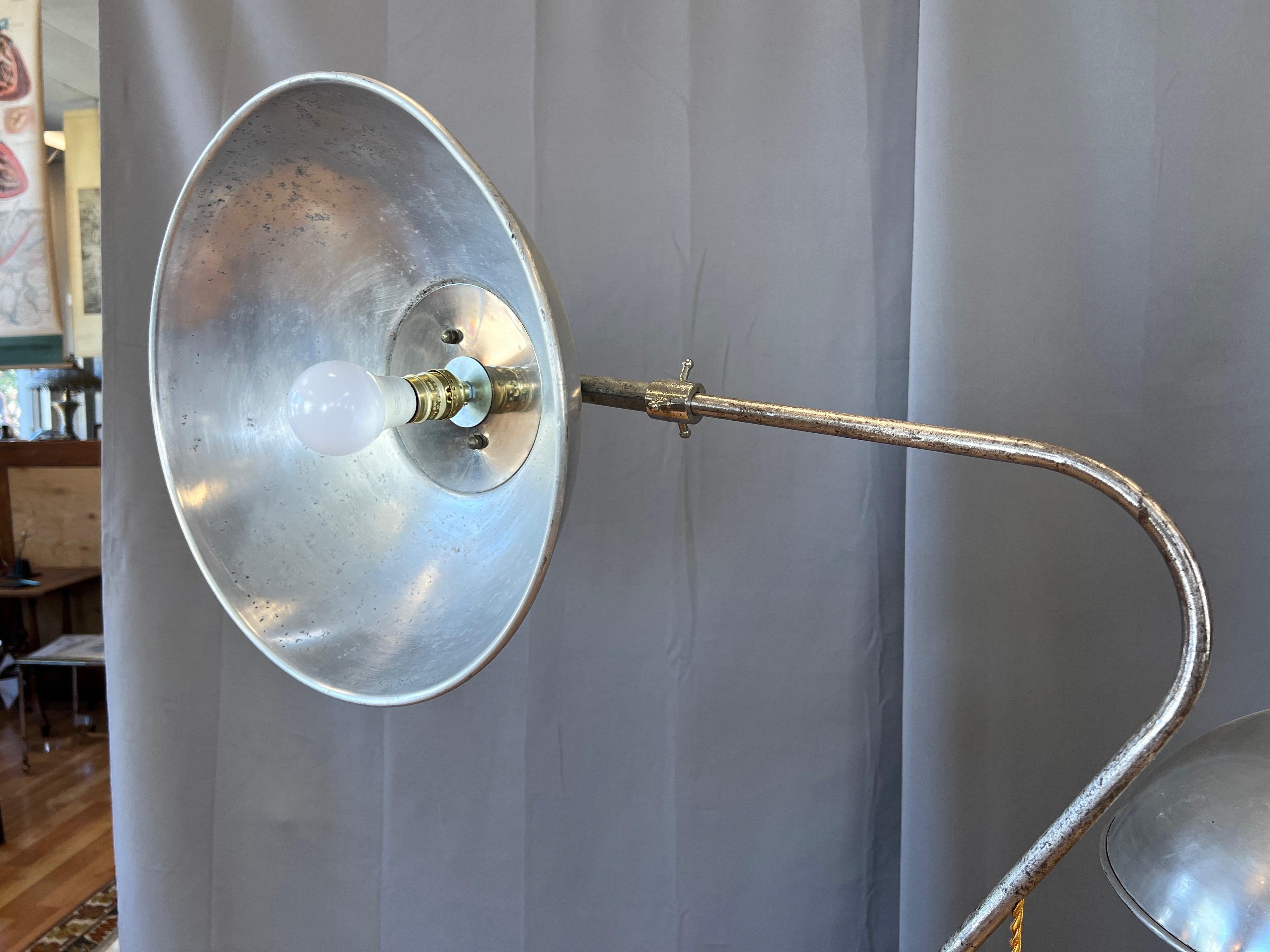 Pair of McCall’s Desert-Air Industrial Adjustable Aluminum Floor Lamps, 1930s 4