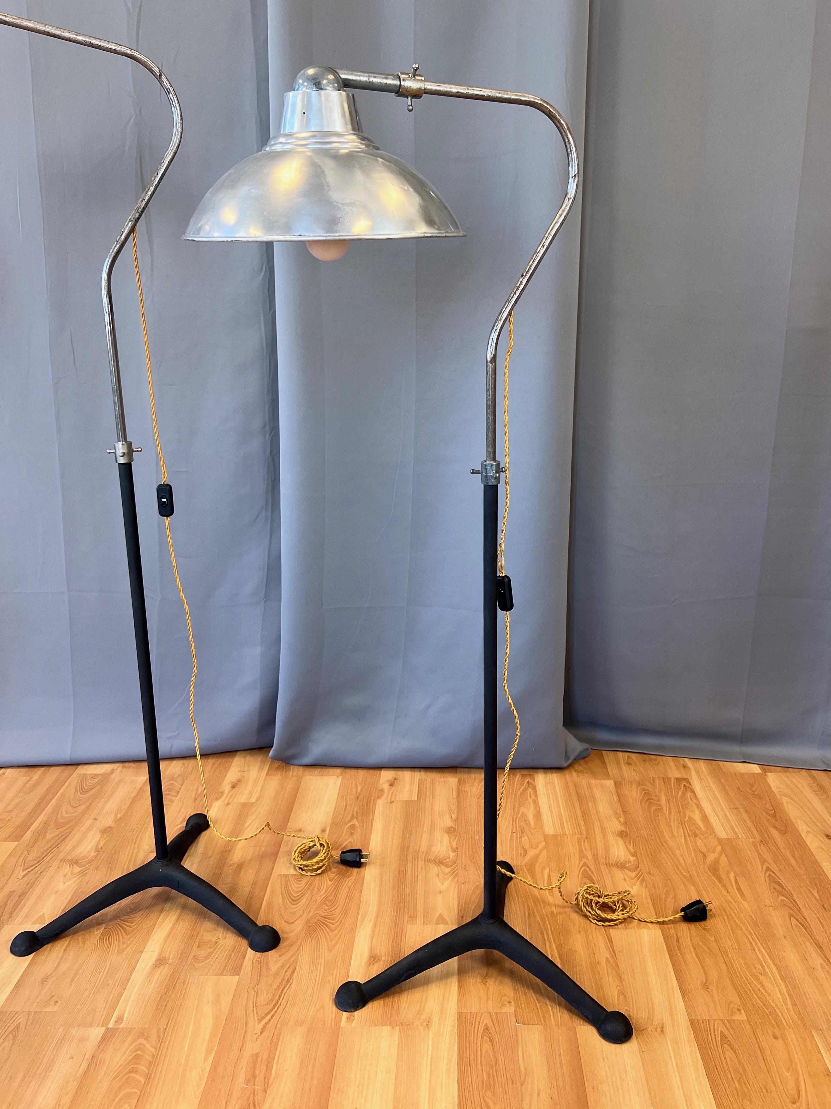 Pair of McCall’s Desert-Air Industrial Adjustable Aluminum Floor Lamps, 1930s 8