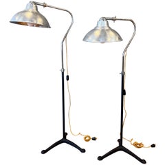 Pair of McCall’s Desert-Air Industrial Adjustable Aluminum Floor Lamps, 1930s Pair of McCall’s Desert-Air Industrial Adjustable Aluminum Floor Lamps, 1930s