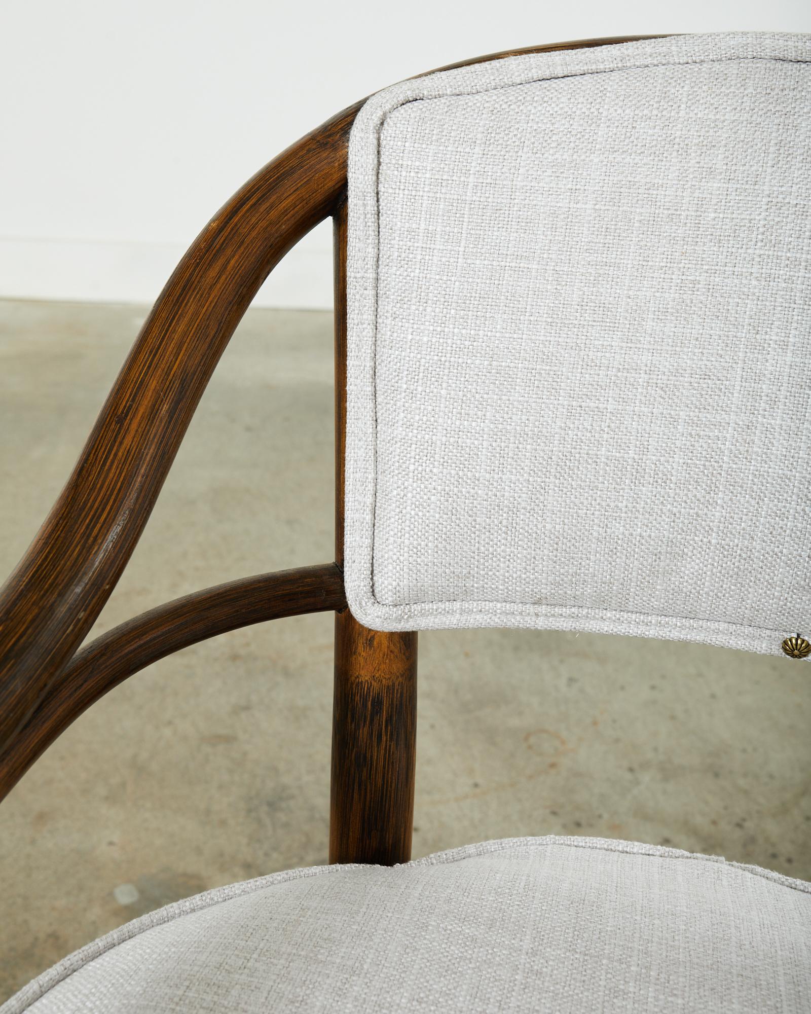 Pair of McGuire Armchairs with Linen Style Upholstery 7
