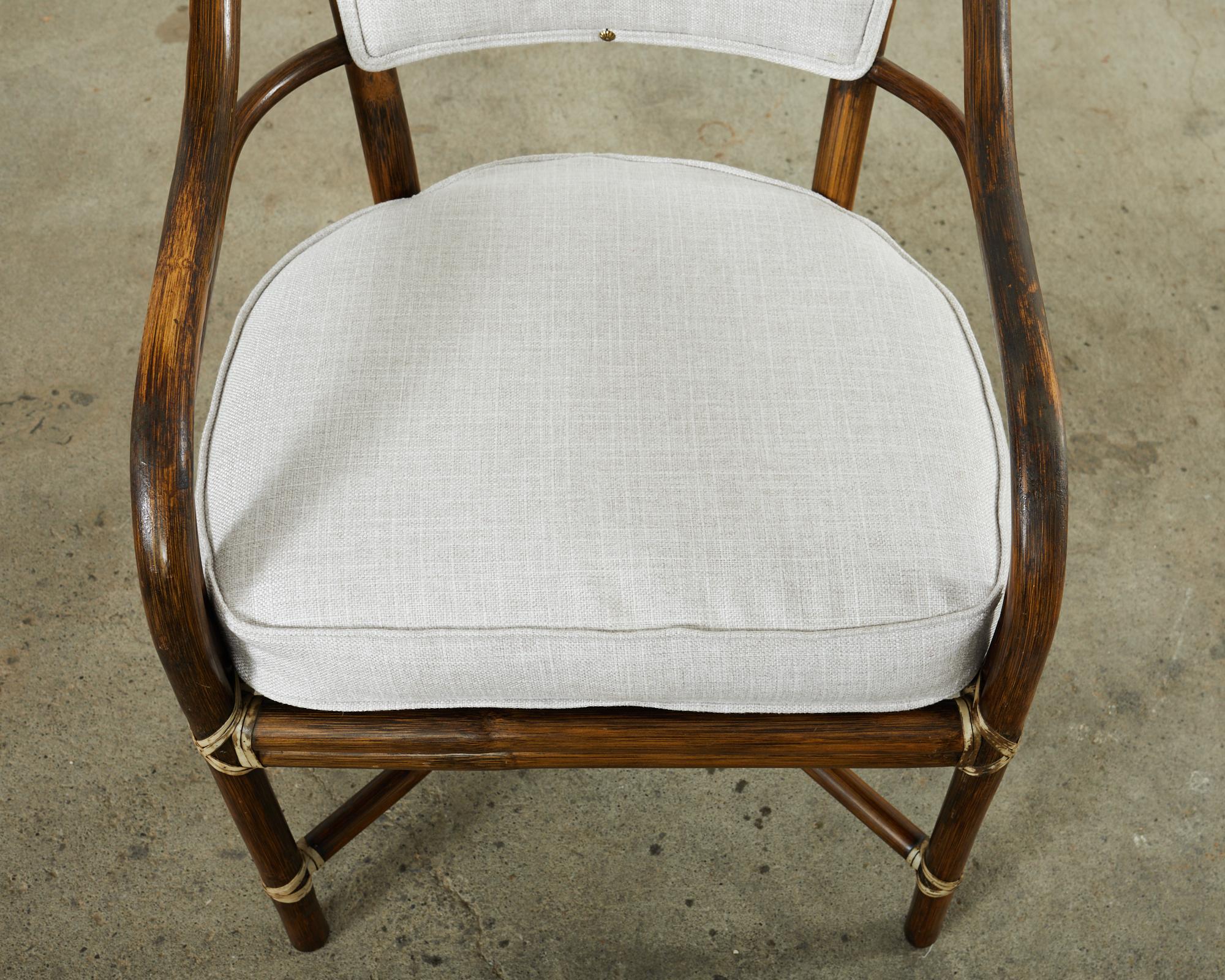 Pair of McGuire Armchairs with Linen Style Upholstery 9