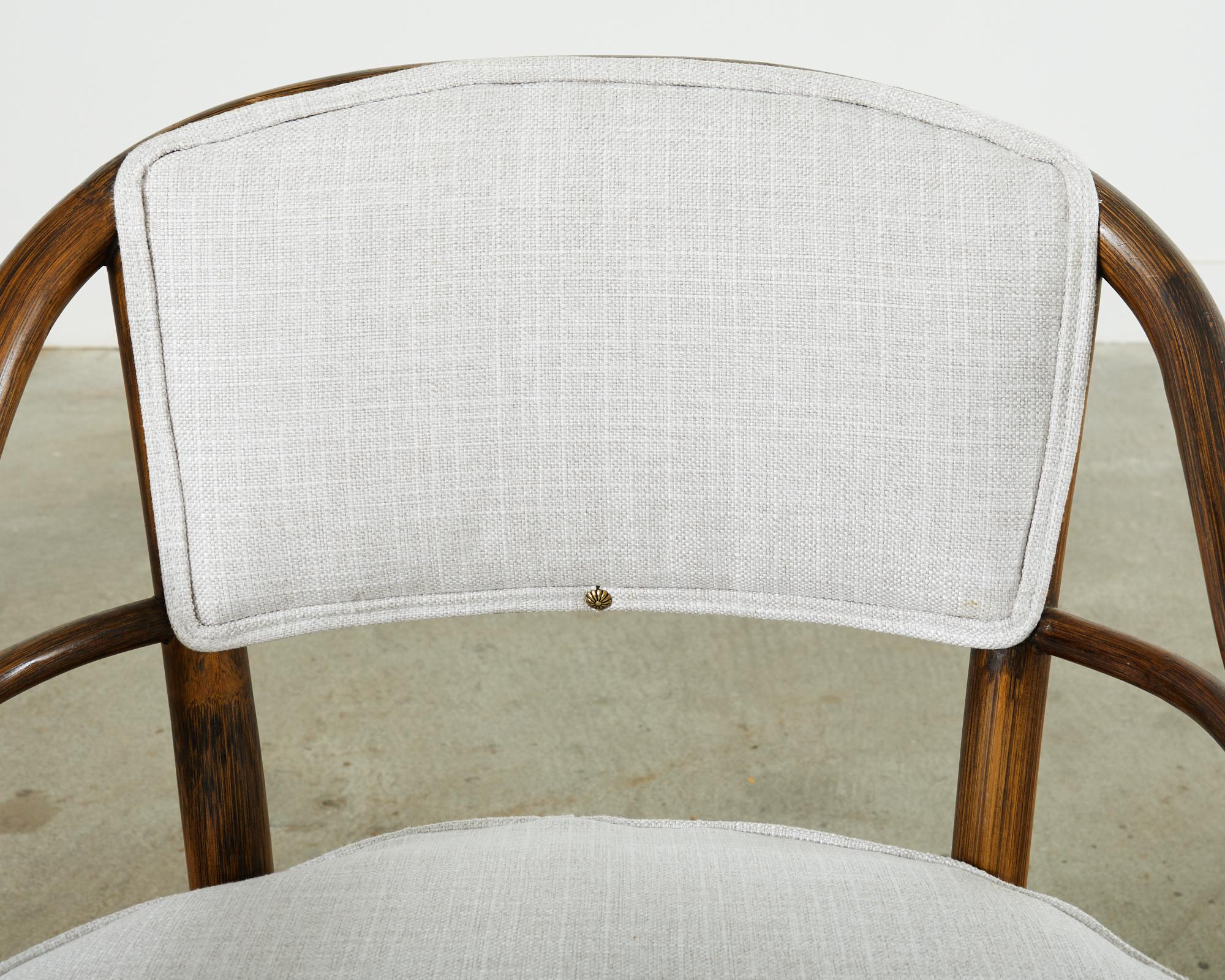 Pair of McGuire Armchairs with Linen Style Upholstery 10