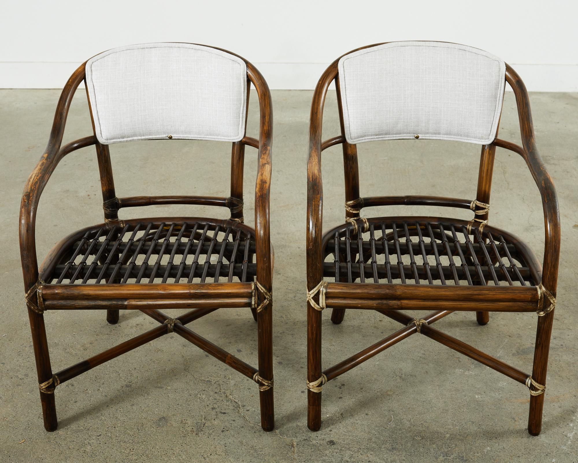 Pair of McGuire Armchairs with Linen Style Upholstery 2