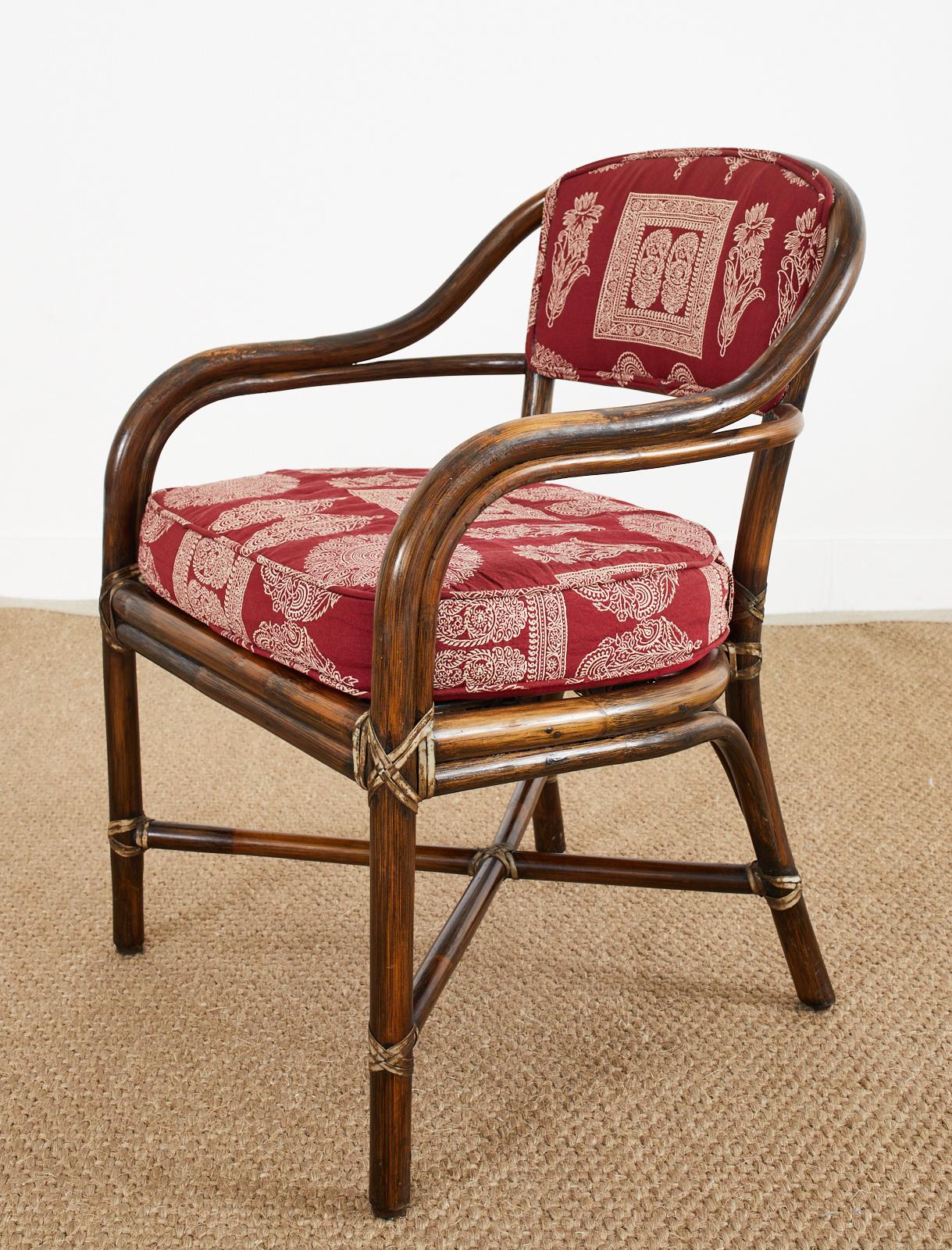 Pair of McGuire Armchairs with Rajasthan Style Upholstery 2