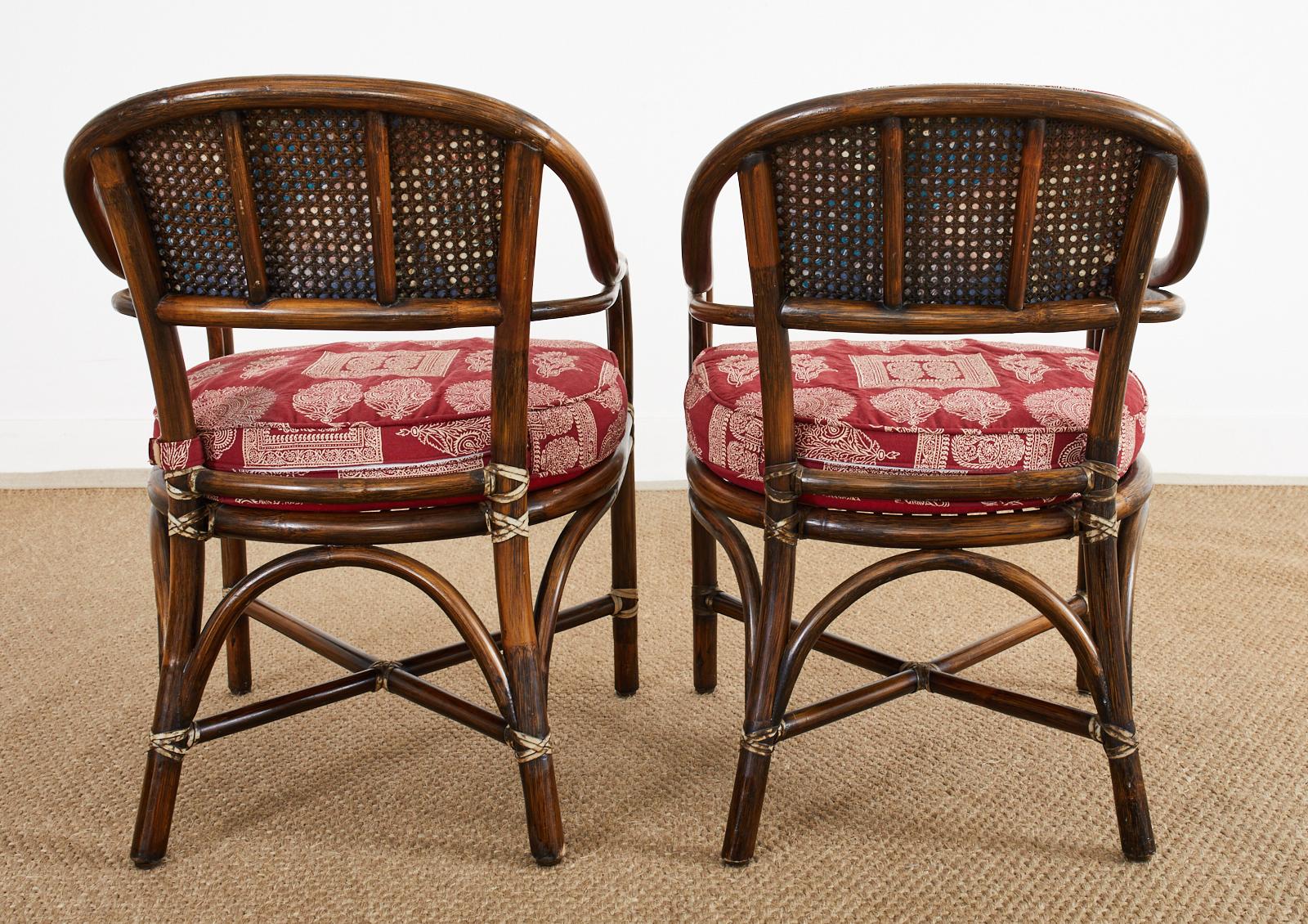 Pair of McGuire Armchairs with Rajasthan Style Upholstery 8