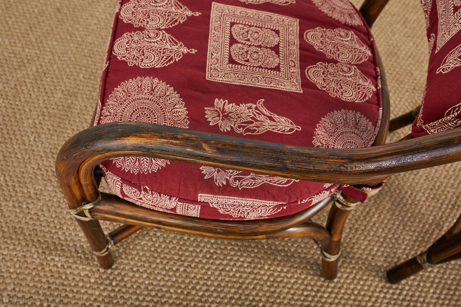 20th Century Pair of McGuire Armchairs with Rajasthan Style Upholstery