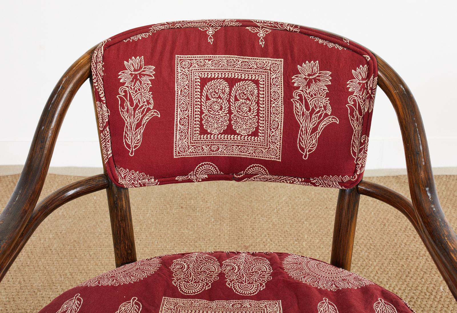 Pair of McGuire Armchairs with Rajasthan Style Upholstery 1