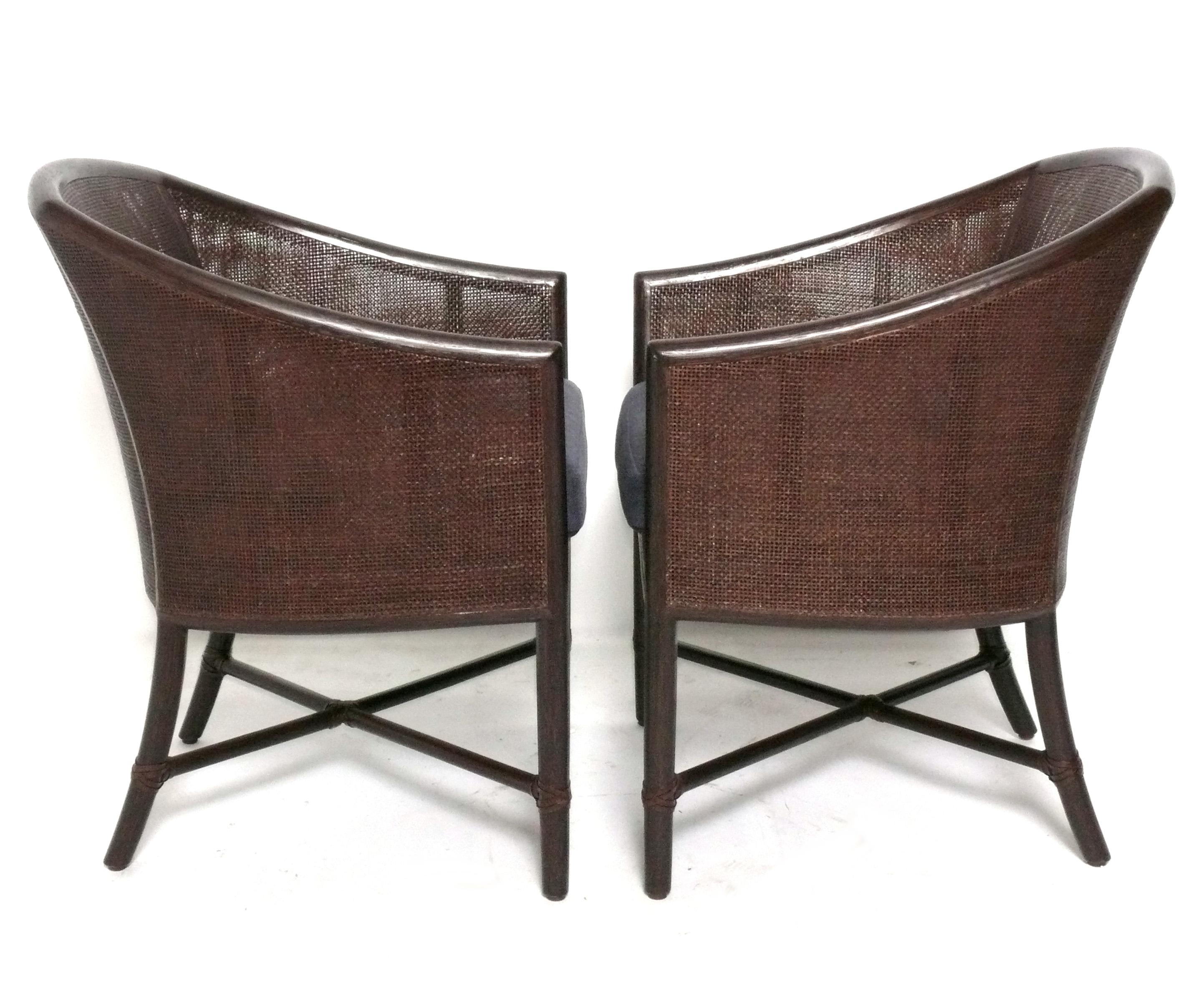 Mid-Century Modern Pair of McGuire Bamboo Caned Chairs Chinoiserie Style For Sale