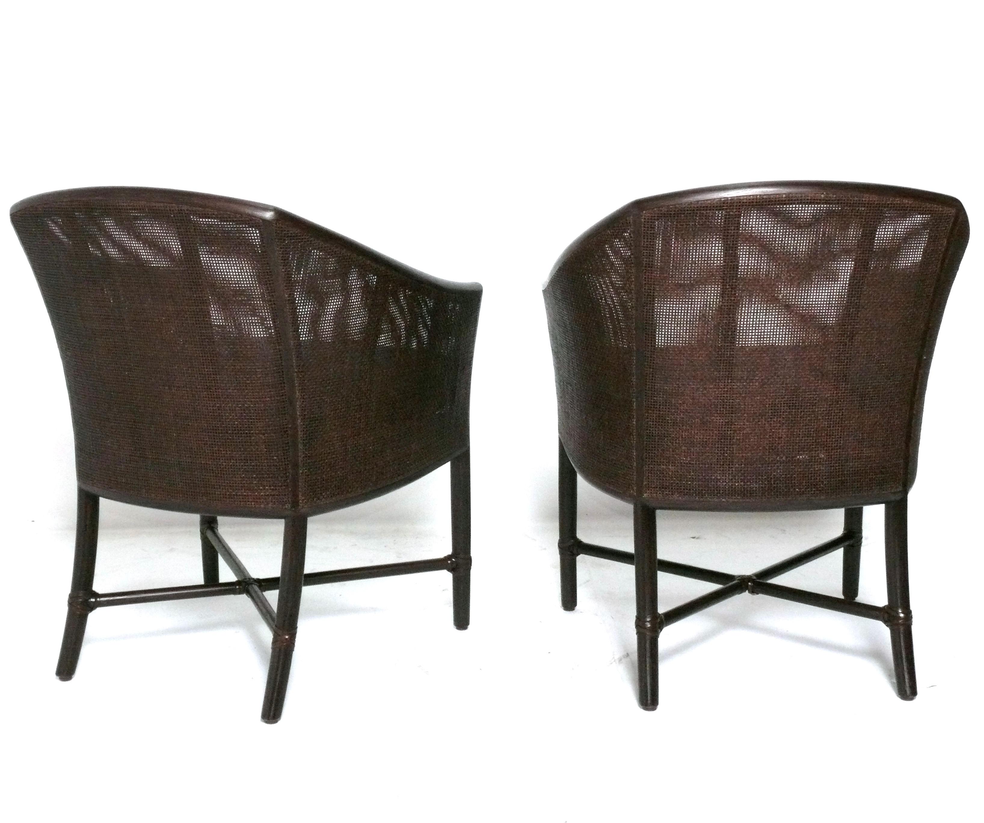 American Pair of McGuire Bamboo Caned Chairs Chinoiserie Style For Sale