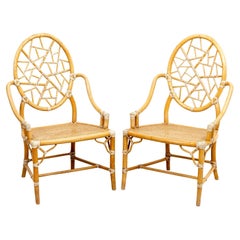 Pair of McGuire Bamboo Cracked Ice Chairs