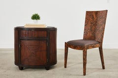 Pair of McGuire Bamboo Oak Drum Form Nightstands or Side Tables