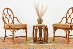 Pair of McGuire Bamboo Rattan Stools or Drink Tables