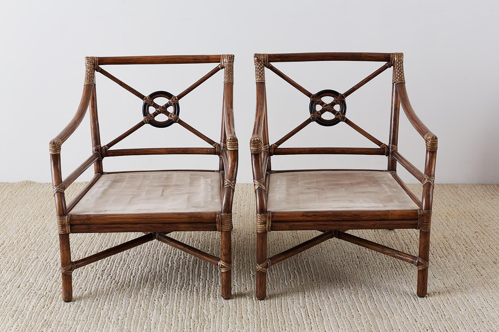 Pair of McGuire Bamboo Rattan Target Lounge Chairs 2