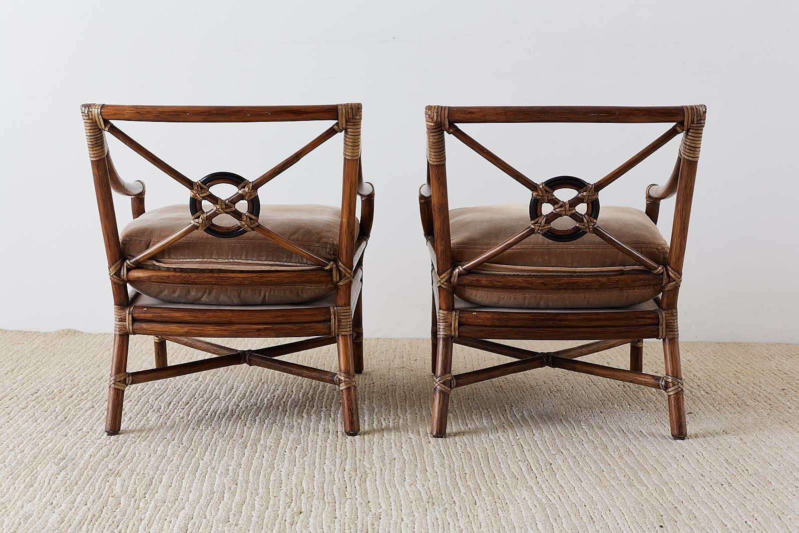 Pair of McGuire Bamboo Rattan Target Lounge Chairs 5