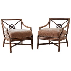 Pair of McGuire Bamboo Rattan Target Lounge Chairs