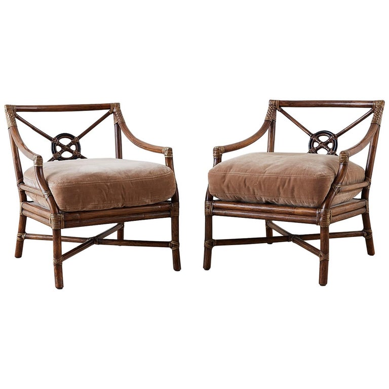 Pair Of Mcguire Bamboo Rattan Target Lounge Chairs For Sale At 1stdibs