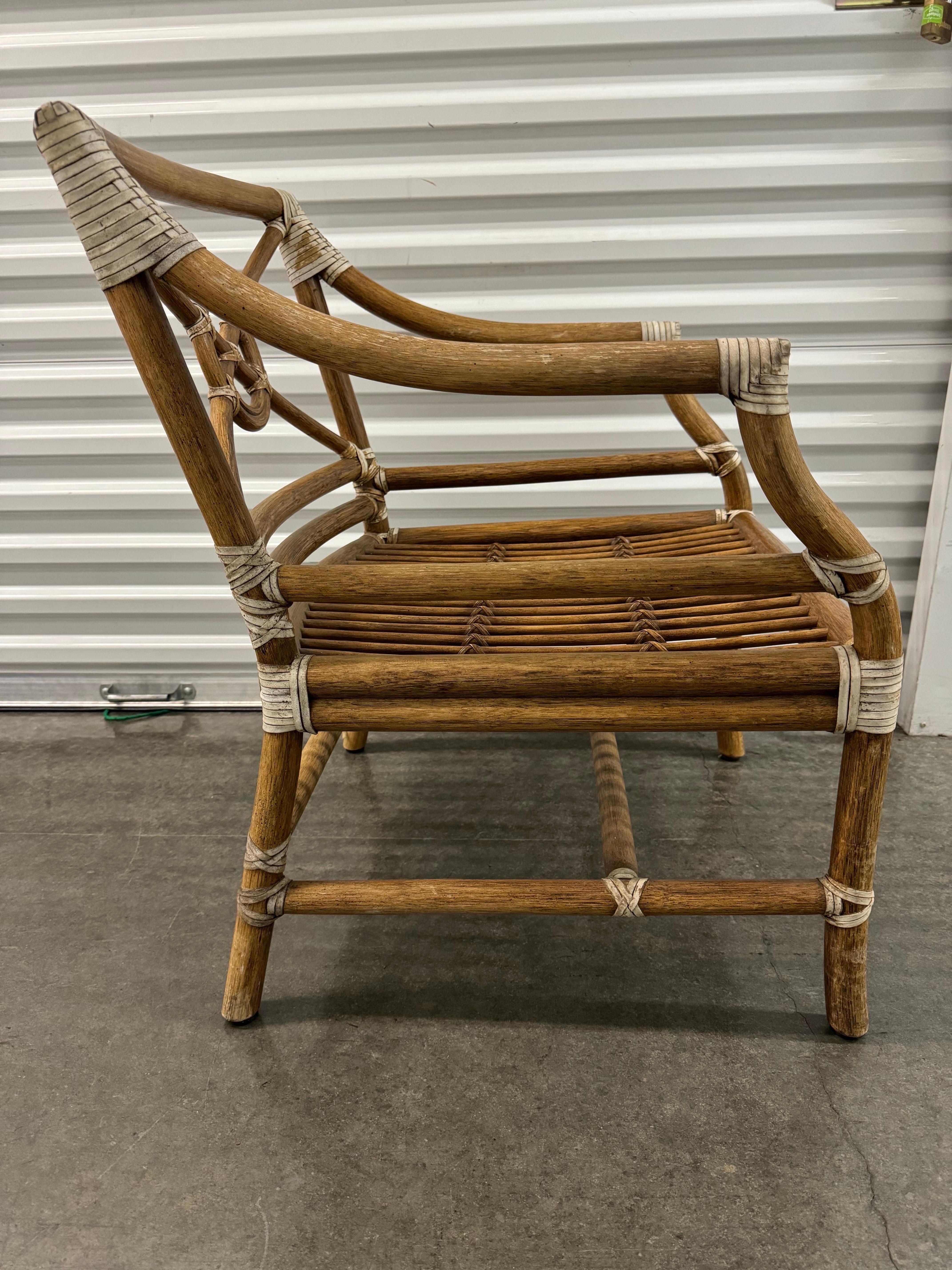 Organic Modern Pair Of McGuire Bamboo Target Back Chairs For Sale