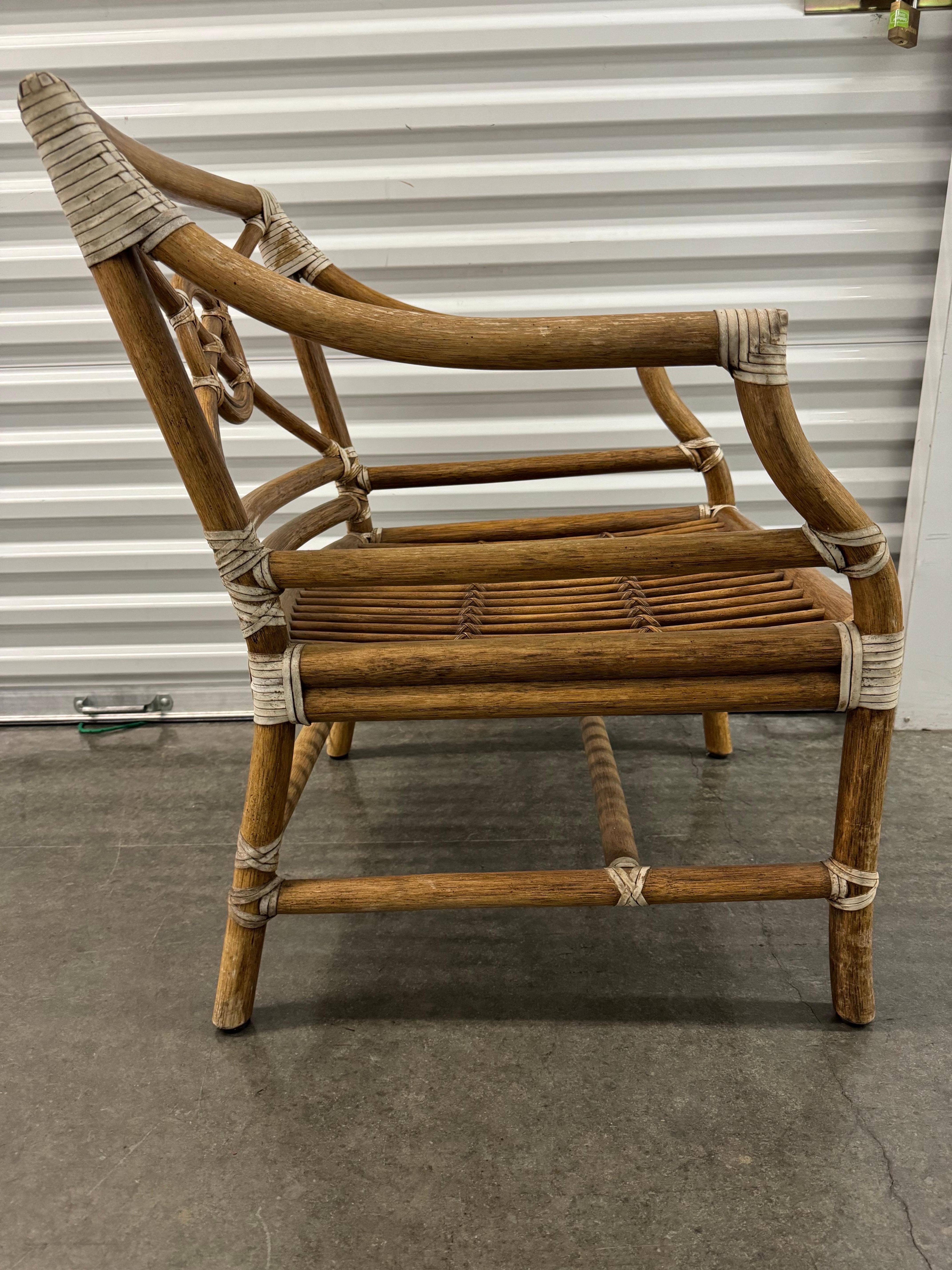 American Pair Of McGuire Bamboo Target Back Chairs For Sale