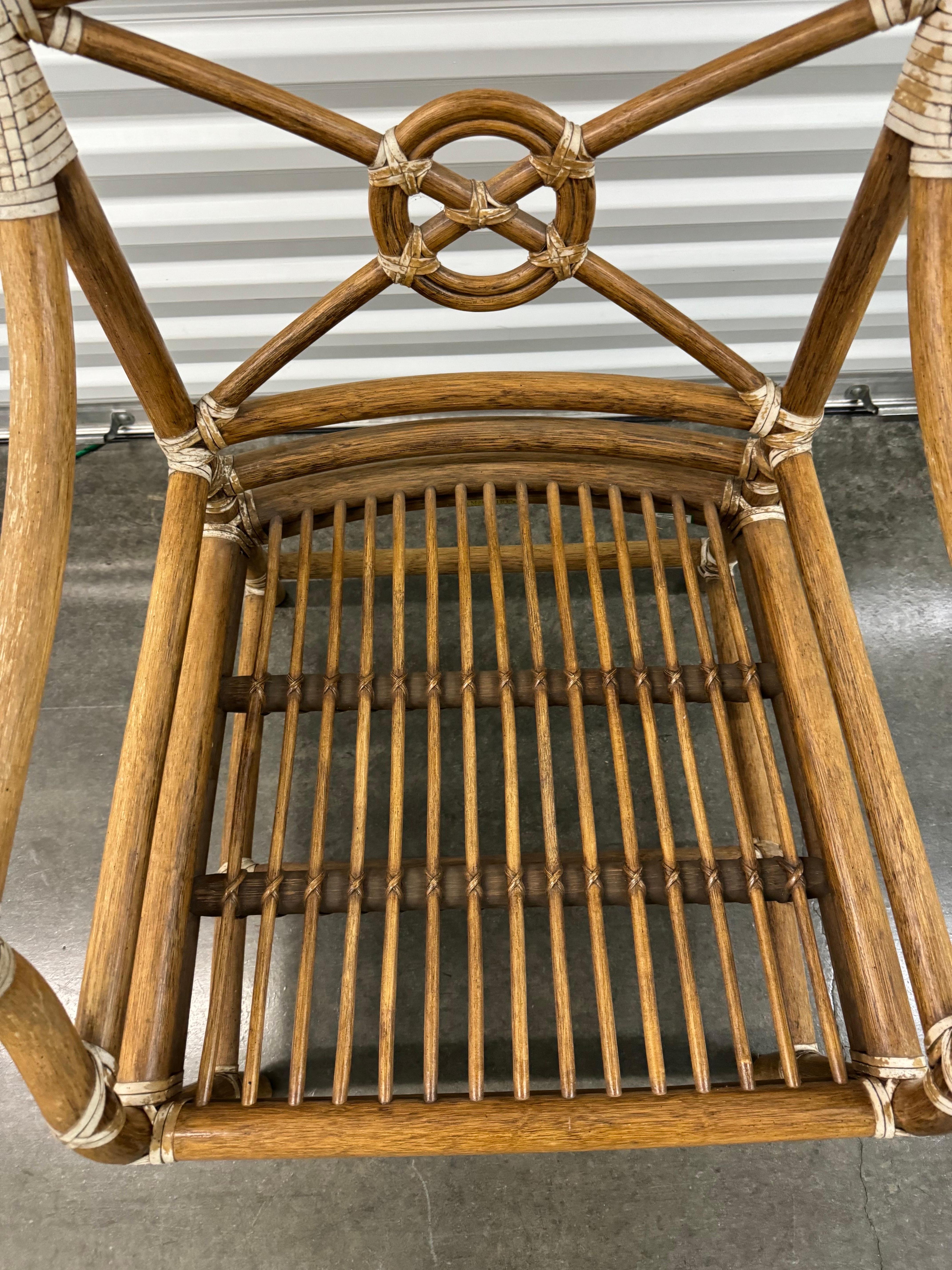Late 20th Century Pair Of McGuire Bamboo Target Back Chairs For Sale