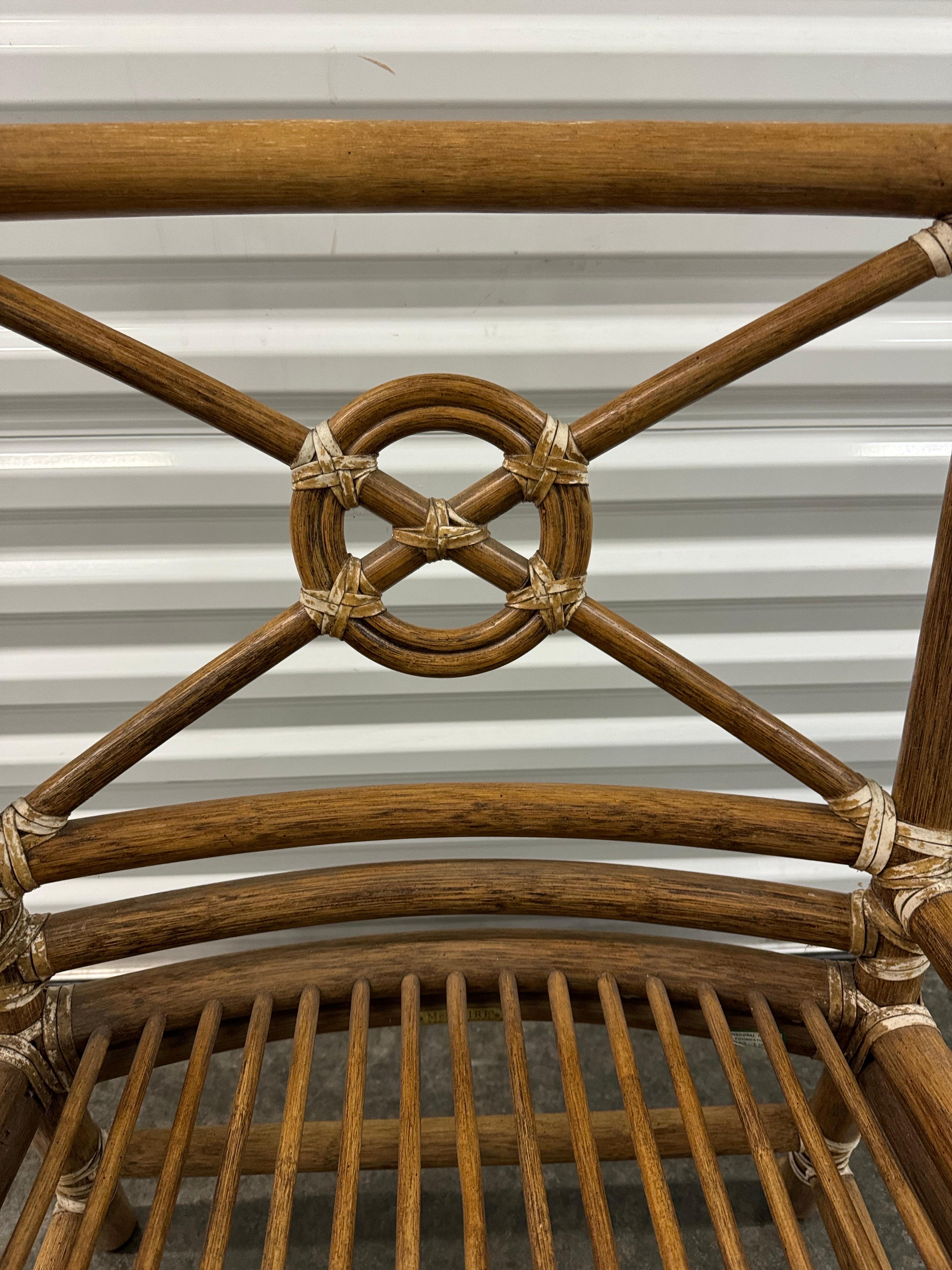 Leather Pair Of McGuire Bamboo Target Back Chairs