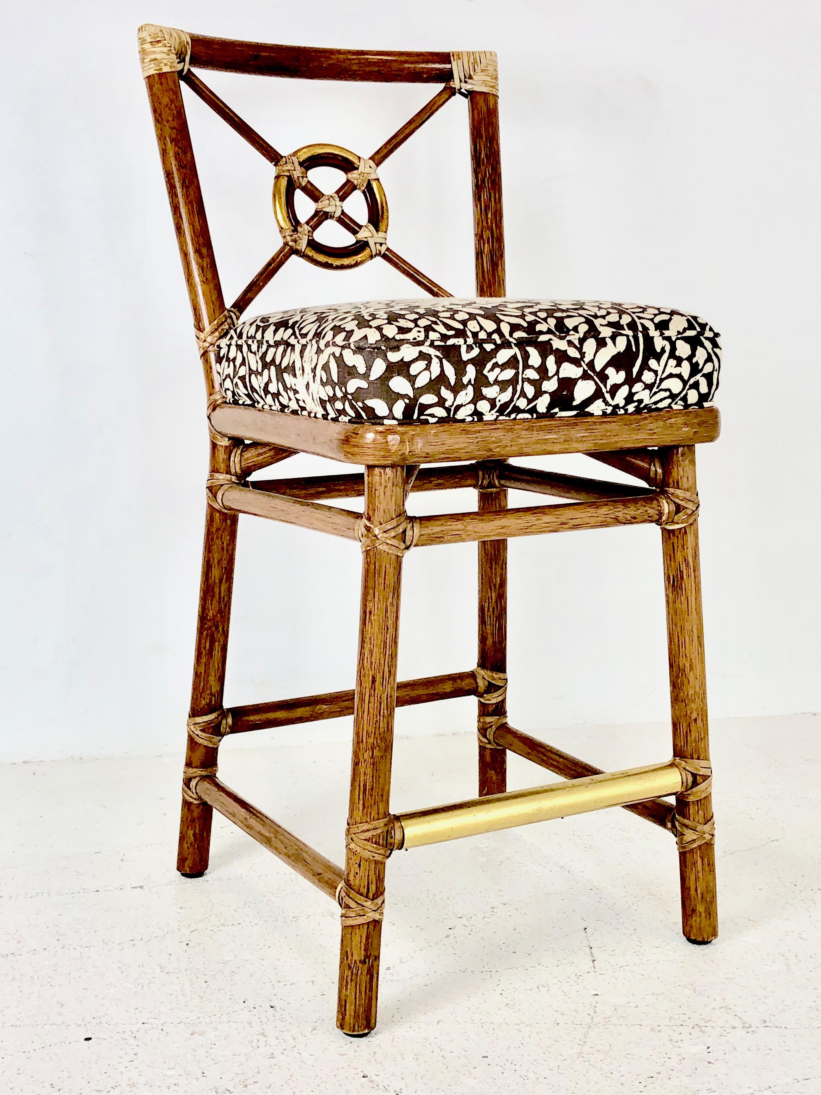 Pair of McGuire Bar Stools In Good Condition In Dallas, TX