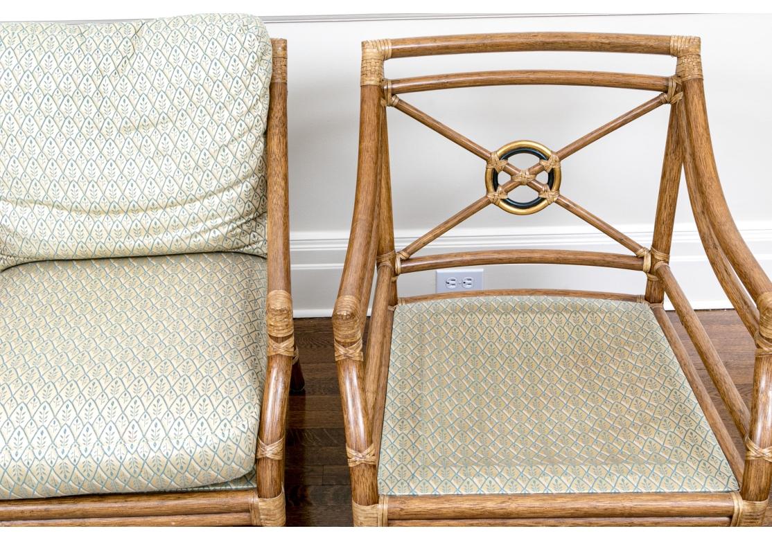 McGuire Boho fauteuils à dossier cible en rotin avec pouf en vente 3