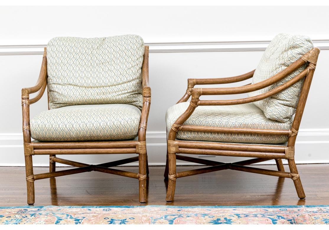 McGuire Boho fauteuils à dossier cible en rotin avec pouf en vente 6