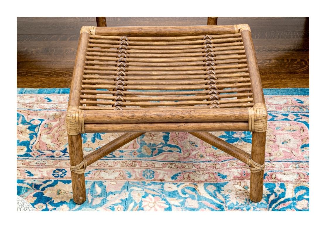McGuire Boho fauteuils à dossier cible en rotin avec pouf en vente 7