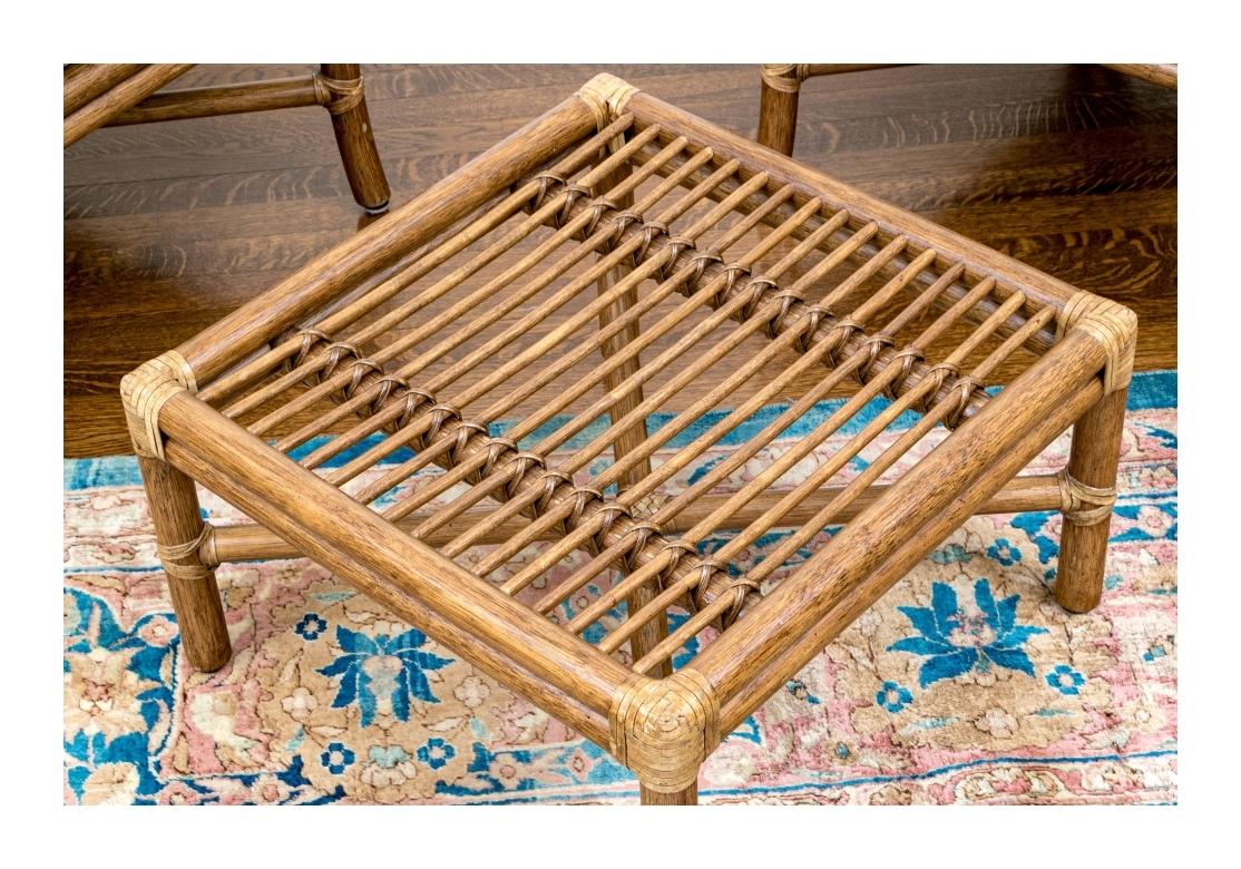 McGuire Boho fauteuils à dossier cible en rotin avec pouf en vente 10
