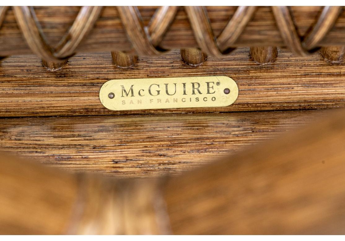 Américain McGuire Boho fauteuils à dossier cible en rotin avec pouf en vente