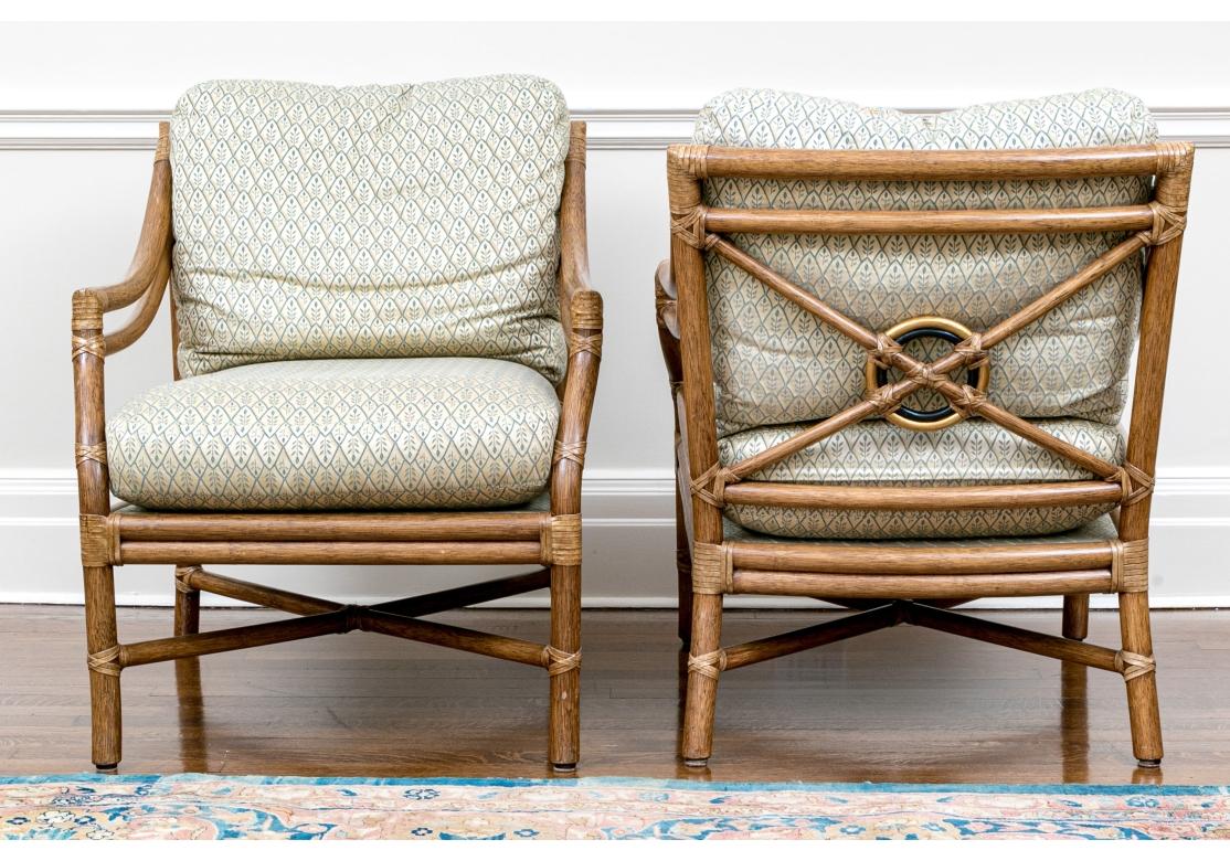 McGuire Boho fauteuils à dossier cible en rotin avec pouf en vente 1