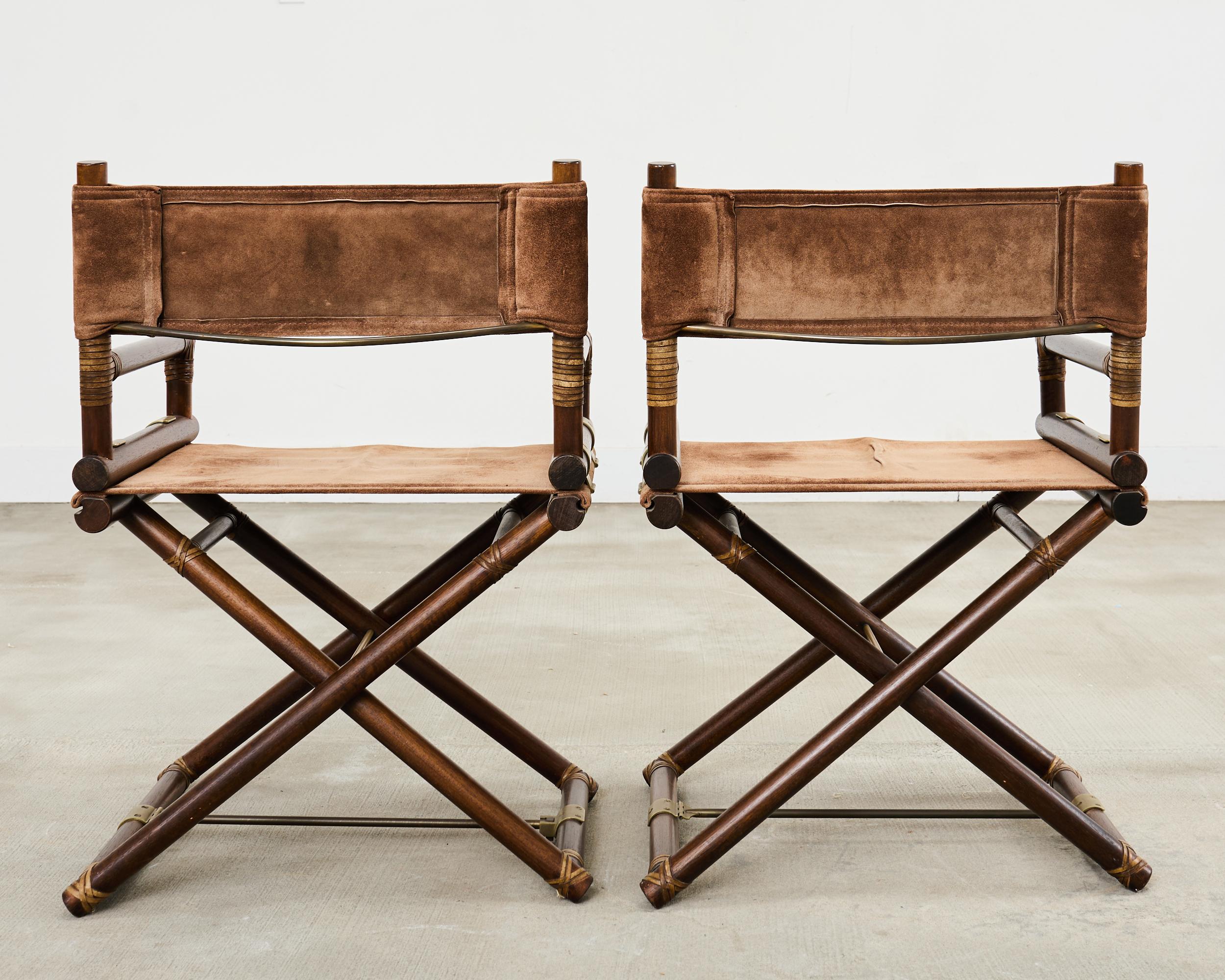Pair of McGuire Campaign Style Directors Chairs For Sale 8